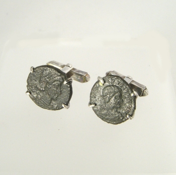 ROman coin large claw cufflinks